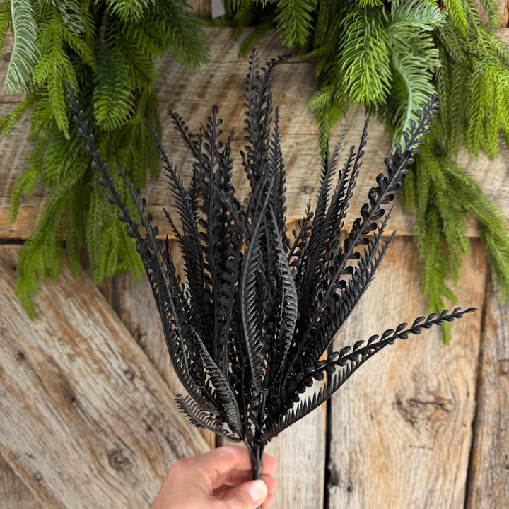 20" Black Beaded Greenery Bush, Halloween Greenery, Black Greenery