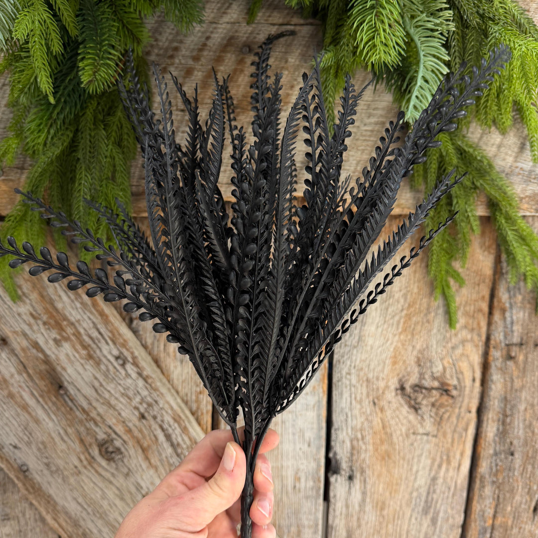 20" Black Beaded Greenery Bush, Halloween Greenery, Black Greenery