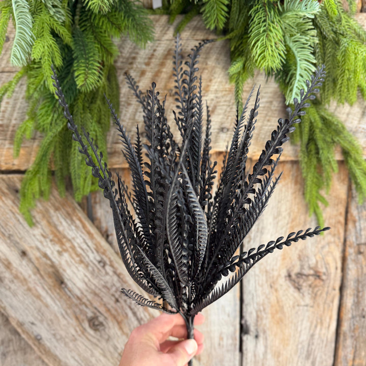 20" Black Beaded Greenery Bush, Halloween Greenery, Black Greenery