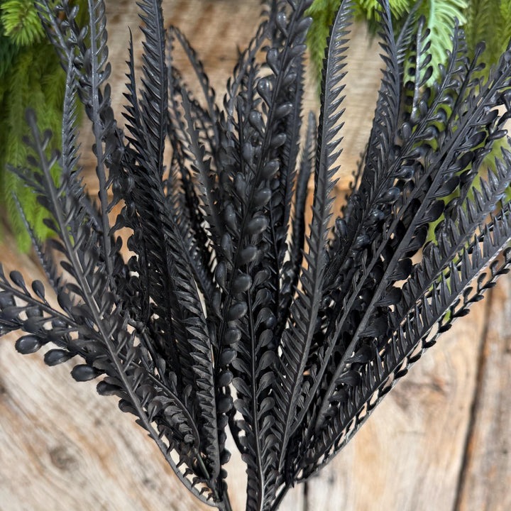 20" Black Beaded Greenery Bush, Halloween Greenery, Black Greenery