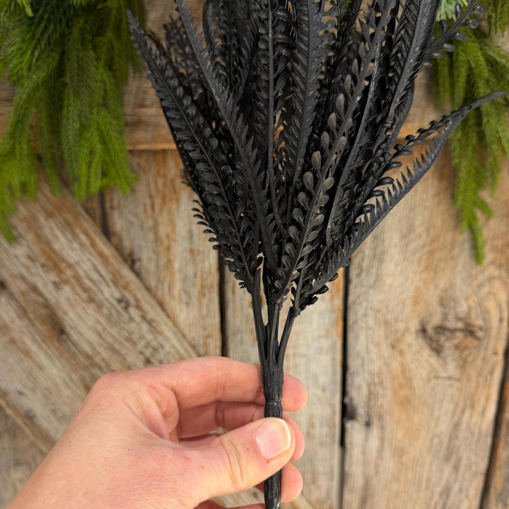 20" Black Beaded Greenery Bush, Halloween Greenery, Black Greenery