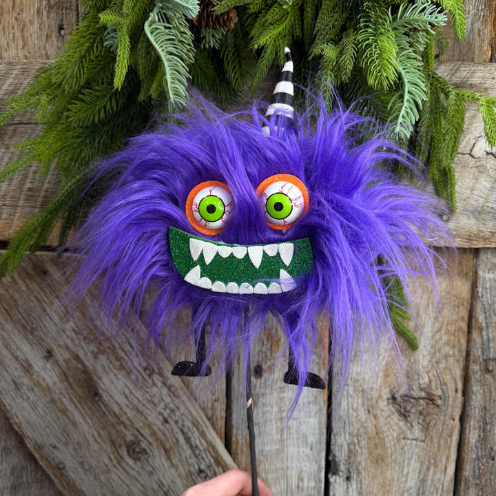 Purple Monster Pick, Halloween Monster Spray, Monster Floral Pick
