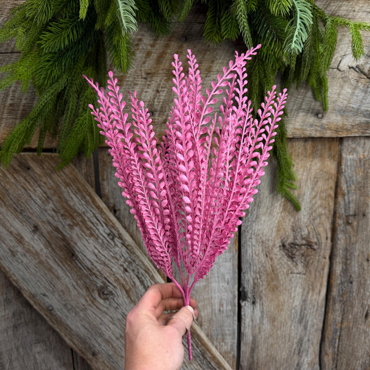 16" Pink Beaded Grass Spray, Pink Greenery, Halloween Beaded Grass