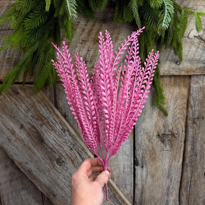 16" Pink Beaded Grass Spray, Pink Greenery, Halloween Beaded Grass