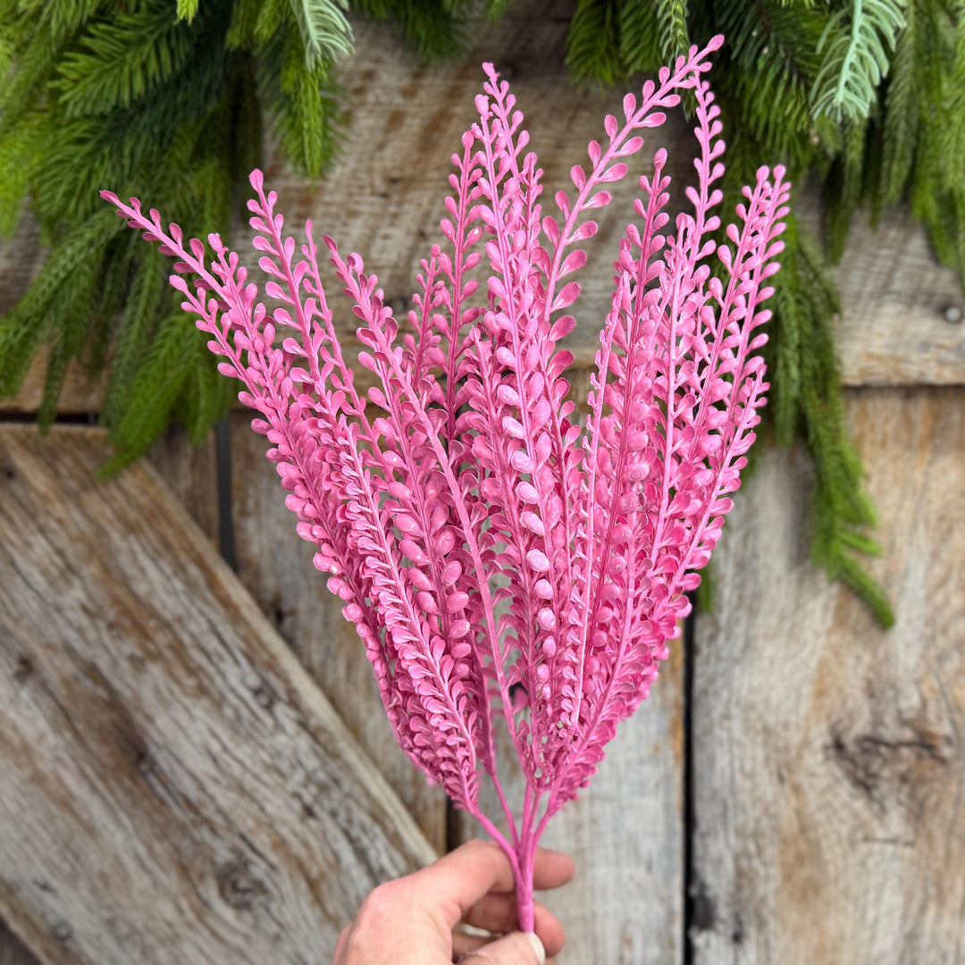 16" Pink Beaded Grass Spray, Pink Greenery, Halloween Beaded Grass