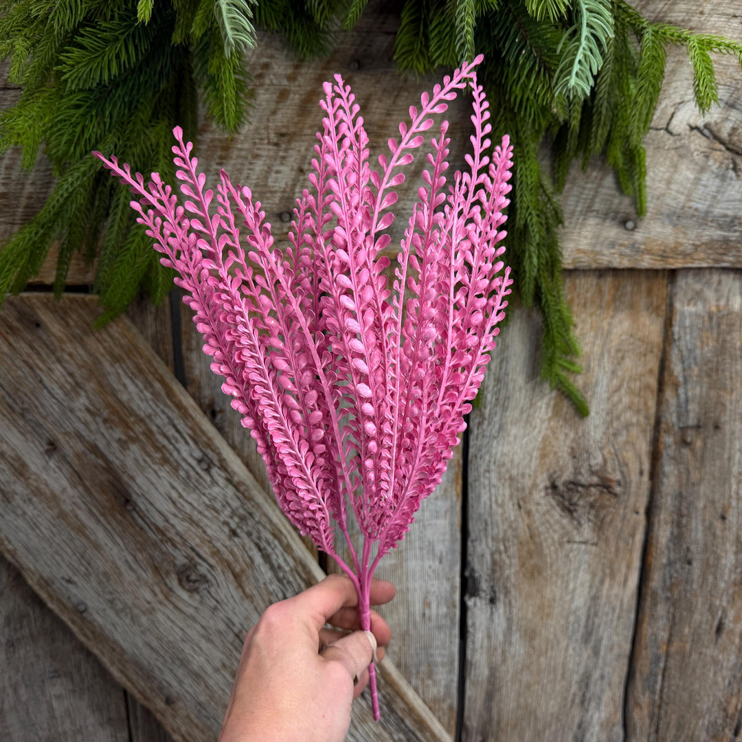 16" Pink Beaded Grass Spray, Pink Greenery, Halloween Beaded Grass