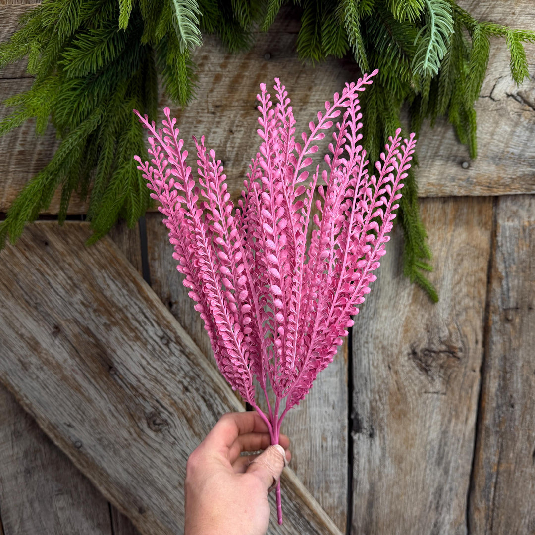 16" Pink Beaded Grass Spray, Pink Greenery, Halloween Beaded Grass
