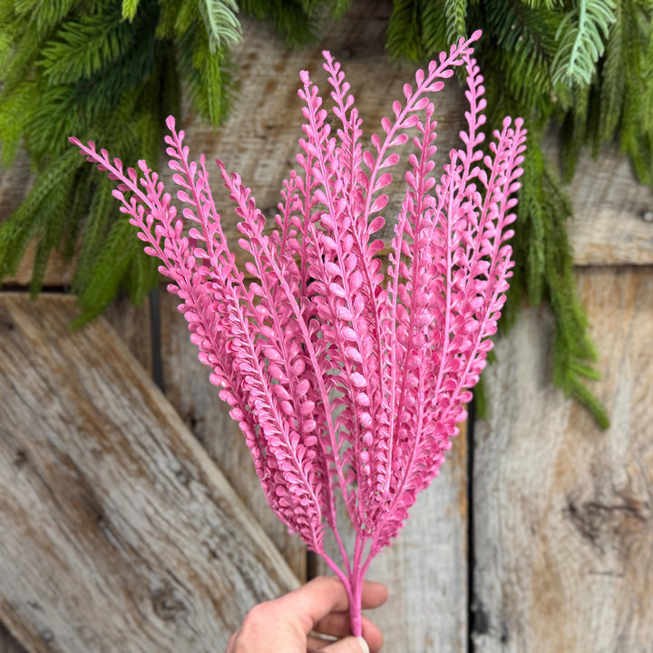 16" Pink Beaded Grass Spray, Pink Greenery, Halloween Beaded Grass