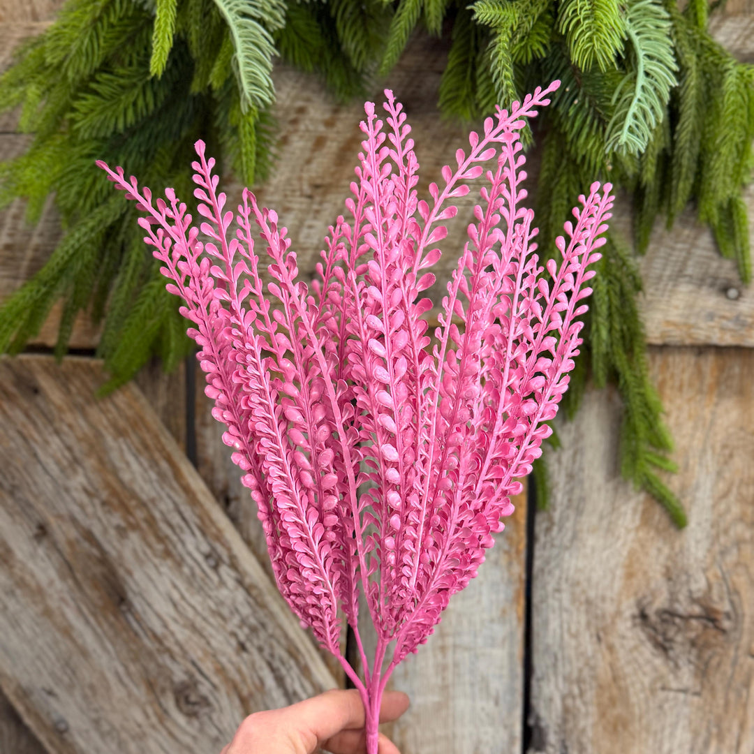 16" Pink Beaded Grass Spray, Pink Greenery, Halloween Beaded Grass