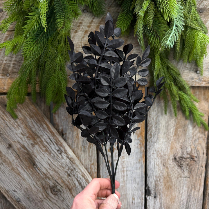 15" Black Wisteria Bush, Black Greenery Bush, Halloween Greenery