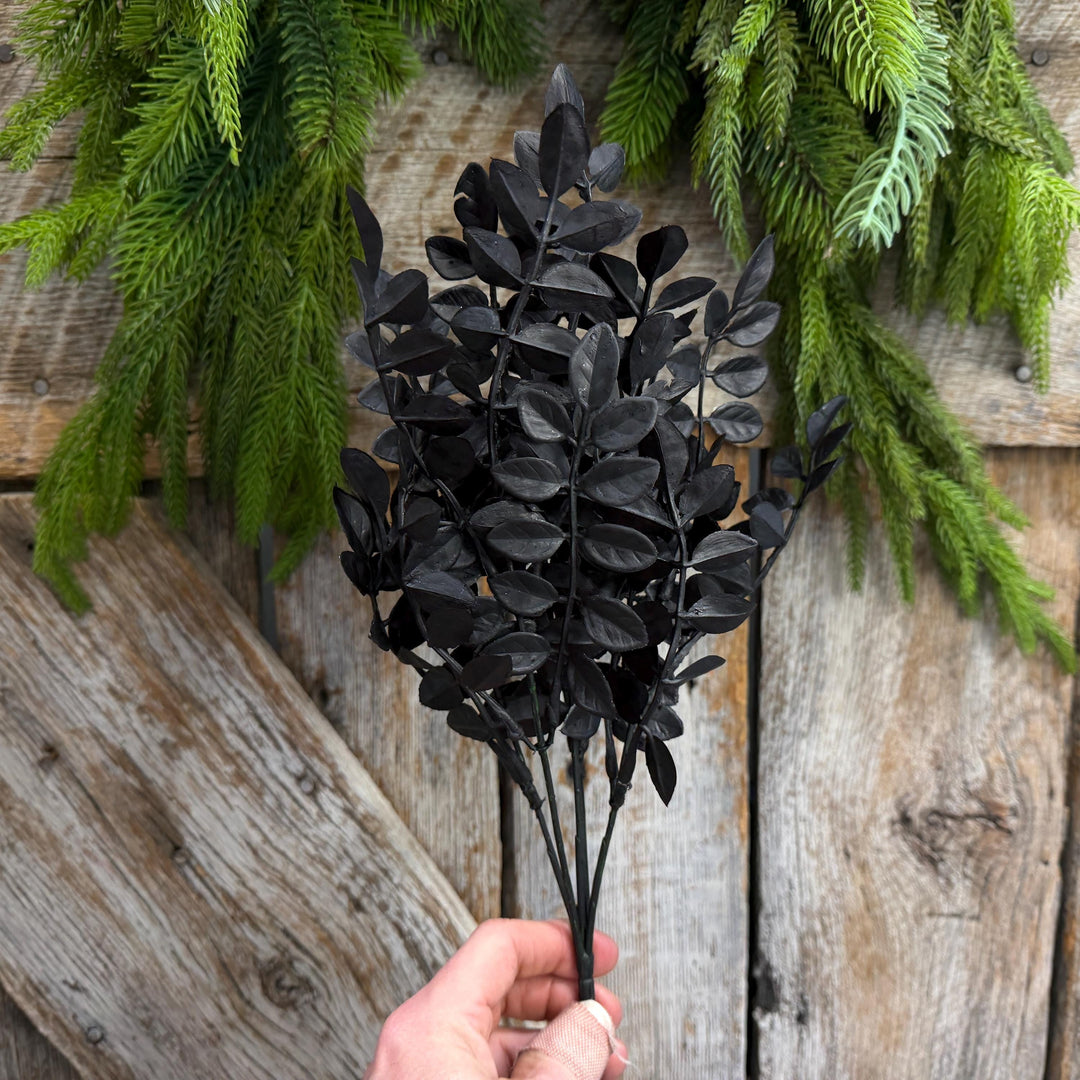 15" Black Wisteria Bush, Black Greenery Bush, Halloween Greenery