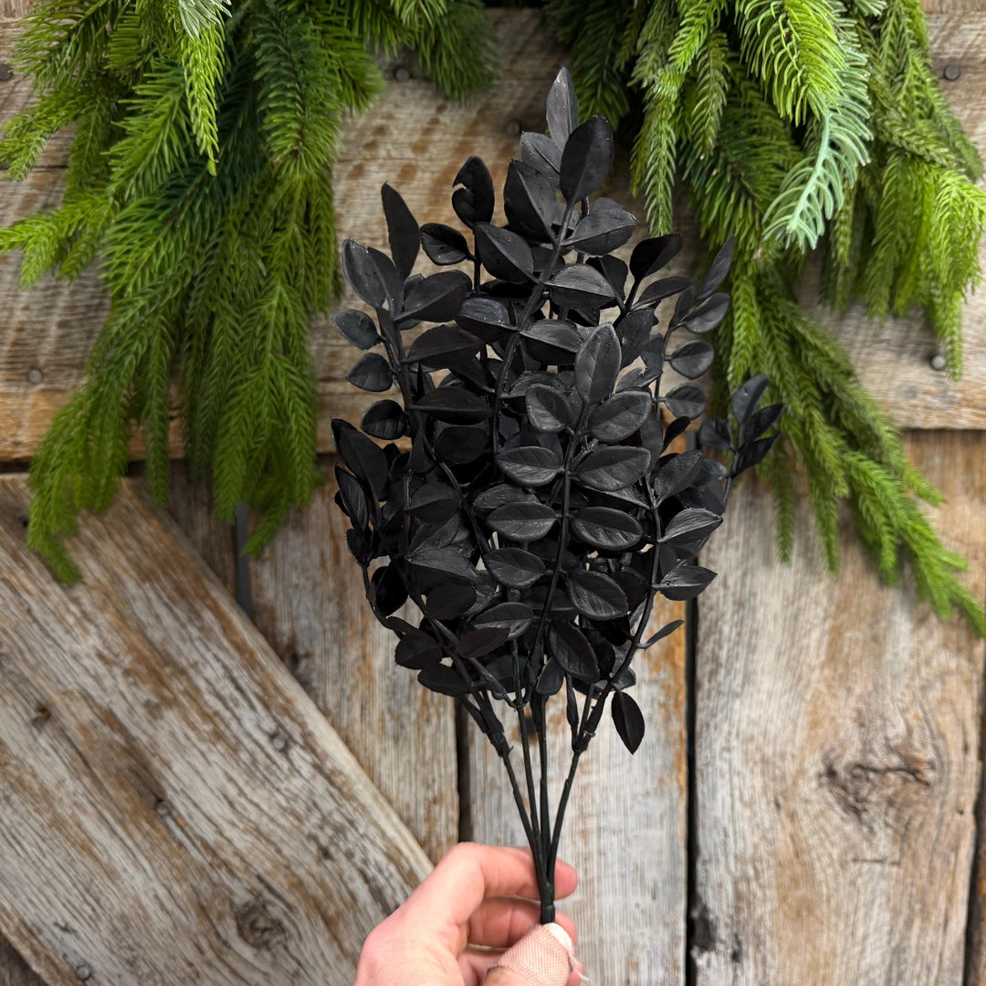 15" Black Wisteria Bush, Black Greenery Bush, Halloween Greenery