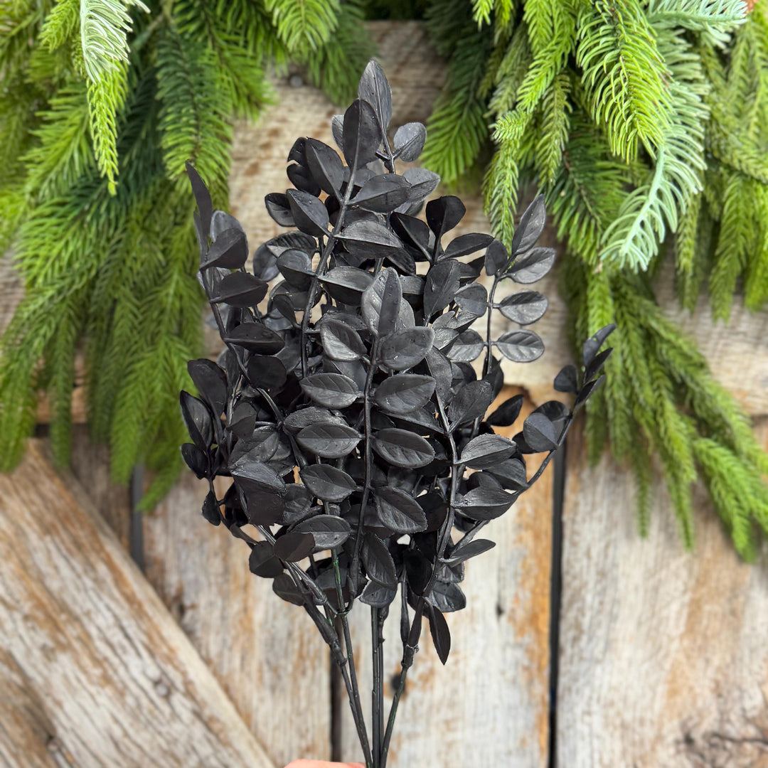 15" Black Wisteria Bush, Black Greenery Bush, Halloween Greenery