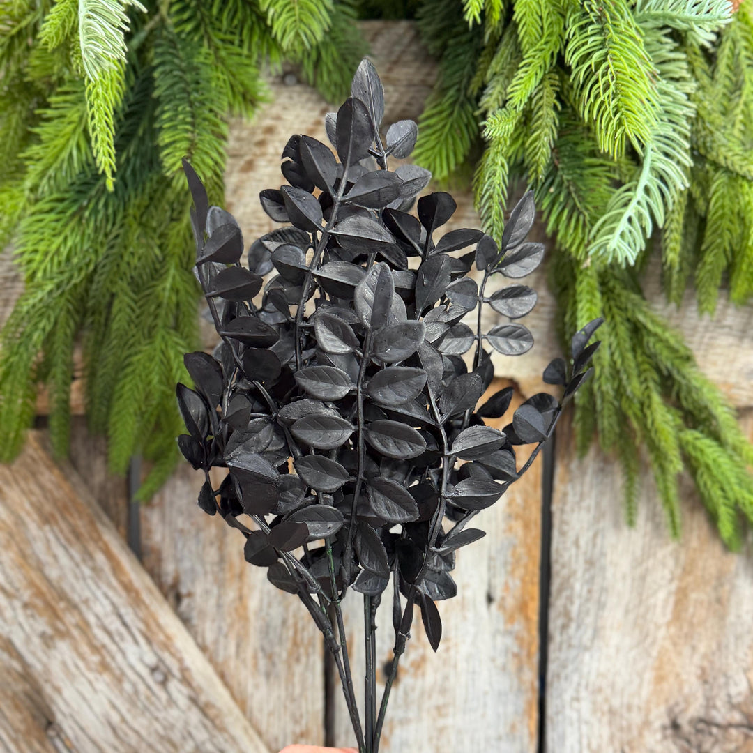 15" Black Wisteria Bush, Black Greenery Bush, Halloween Greenery
