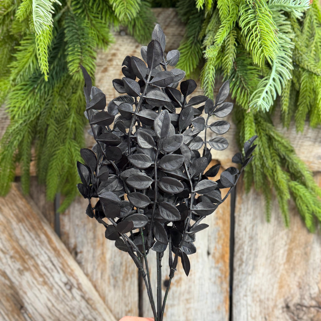 15" Black Wisteria Bush, Black Greenery Bush, Halloween Greenery