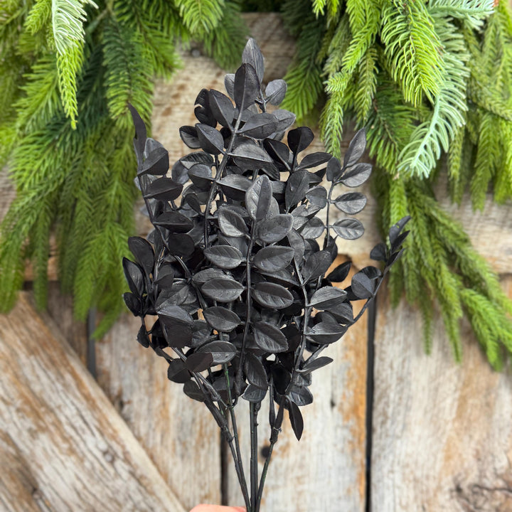15" Black Wisteria Bush, Black Greenery Bush, Halloween Greenery