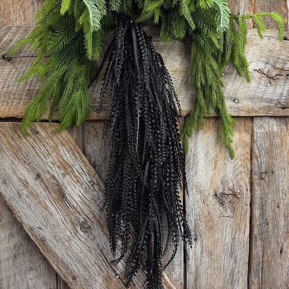 36" Black Beaded Greenery Bush, Hanging Greenery Bush, Halloween Greenery, 57311BK
