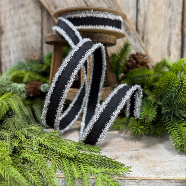 1" Black and Silver Halloween Ribbon, Halloween Ribbon