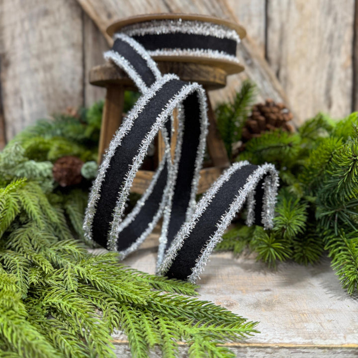 1" Black and Silver Halloween Ribbon, Halloween Ribbon