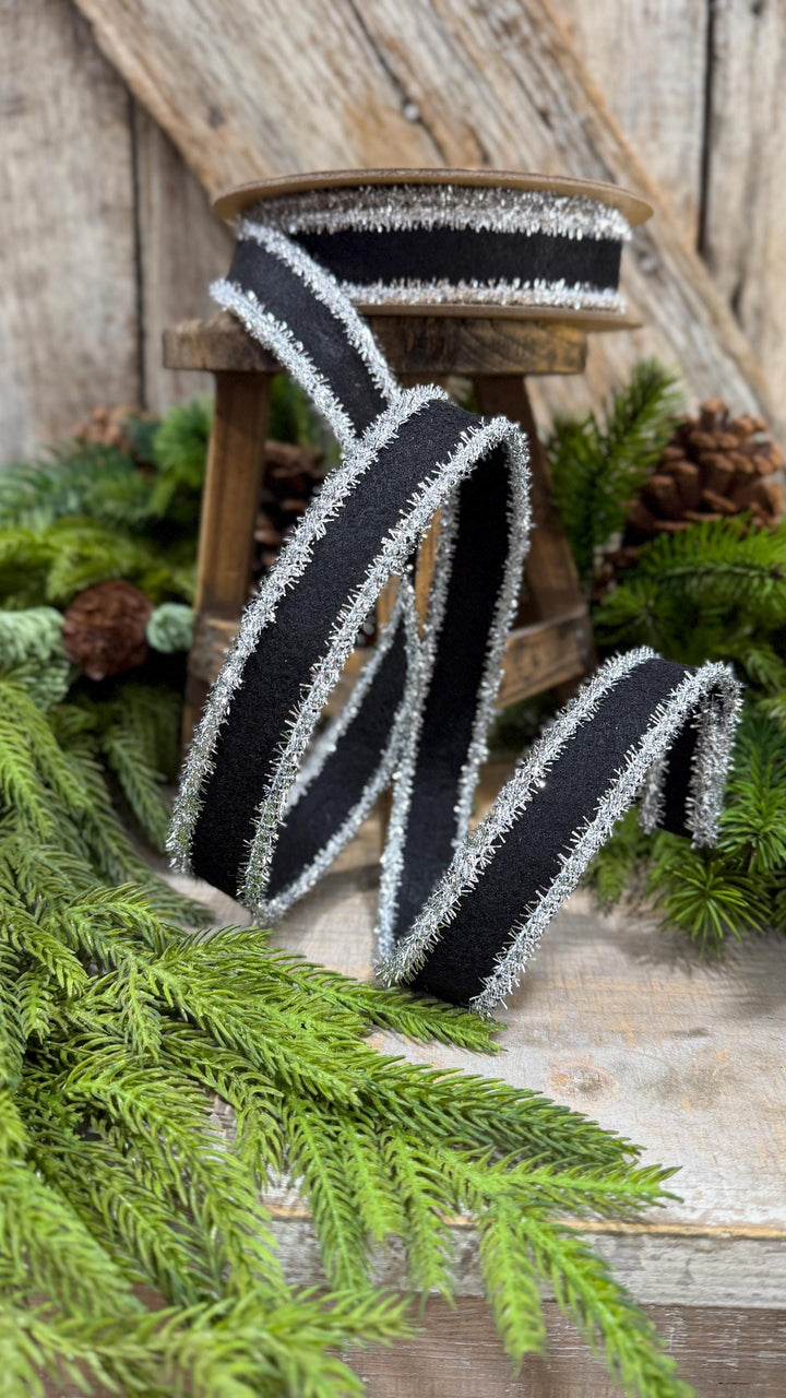 1" Black and Silver Halloween Ribbon, Halloween Ribbon