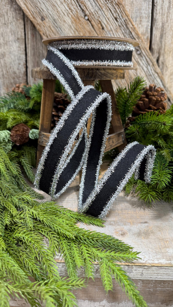 1" Black and Silver Halloween Ribbon, Halloween Ribbon