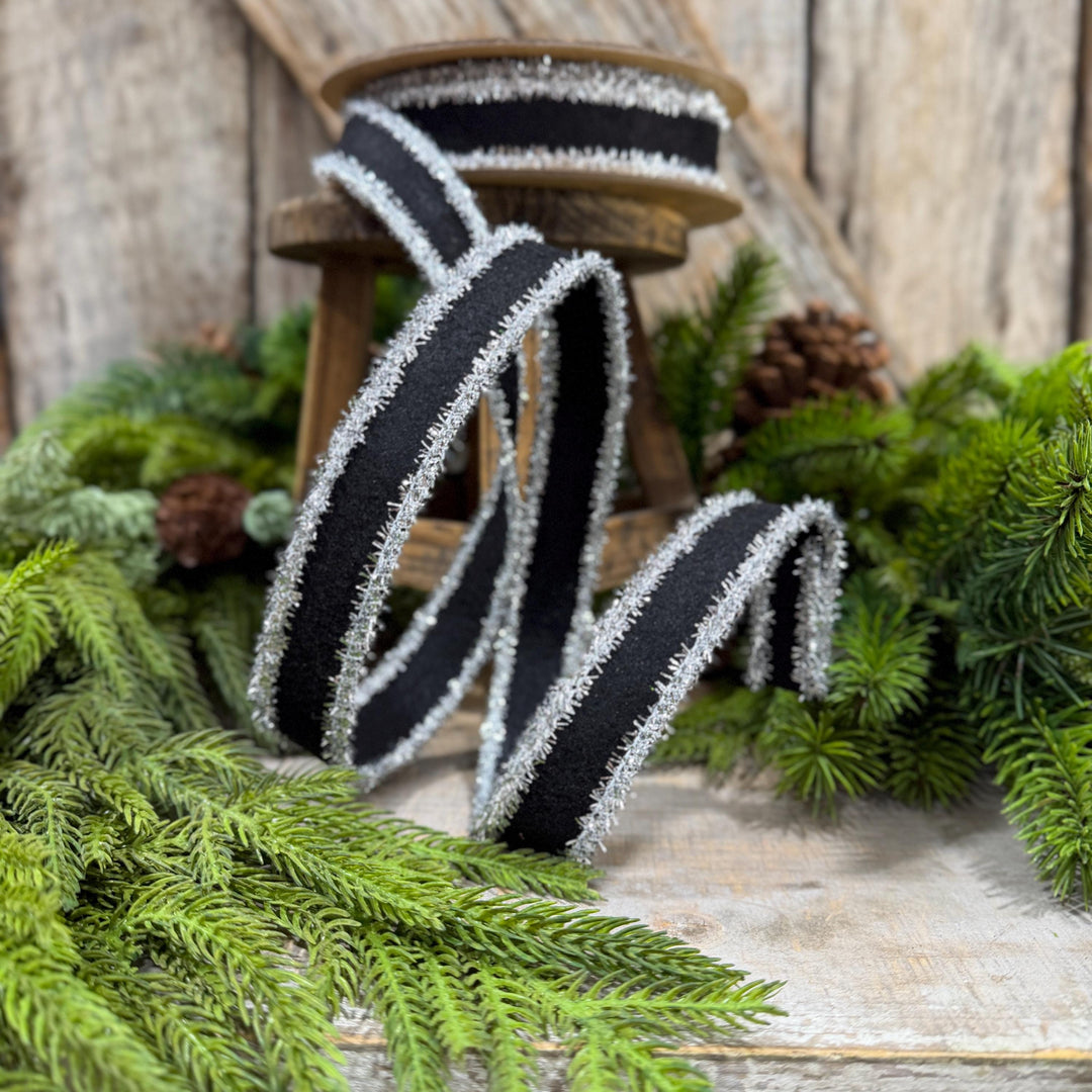 1" Black and Silver Halloween Ribbon, Halloween Ribbon
