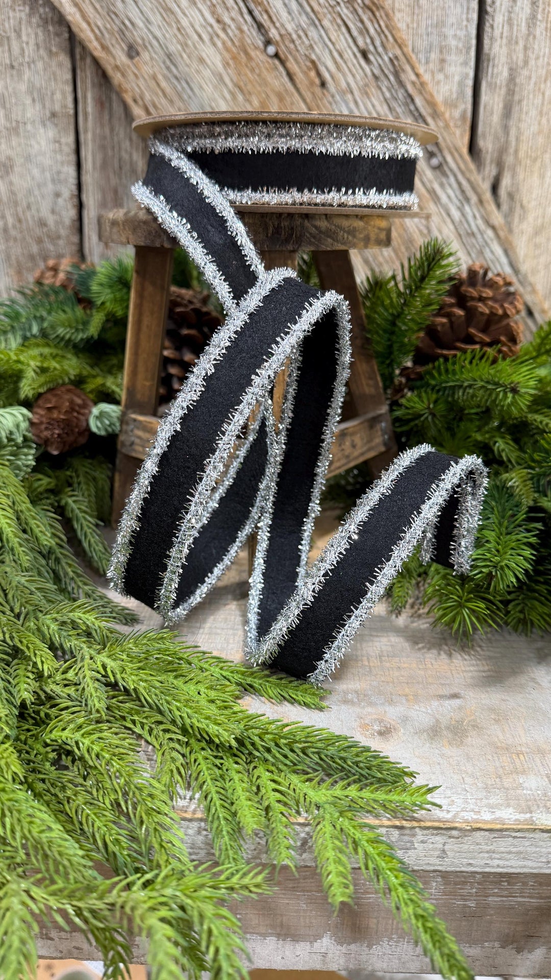 1" Black and Silver Halloween Ribbon, Halloween Ribbon