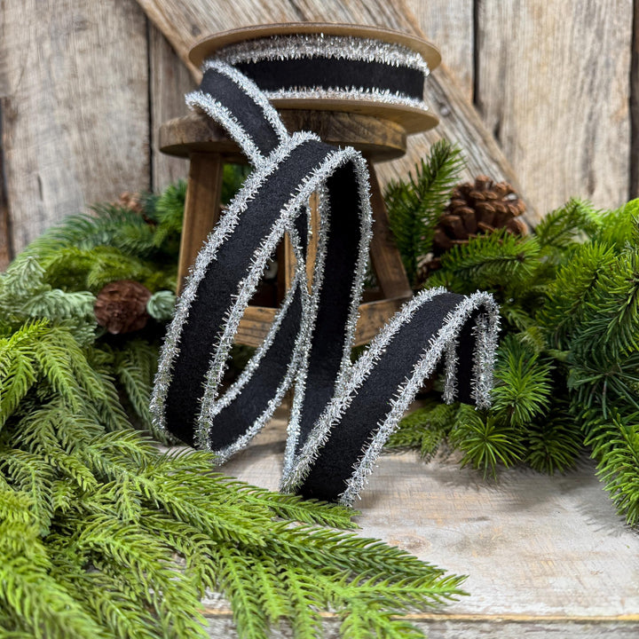 1" Black and Silver Halloween Ribbon, Halloween Ribbon