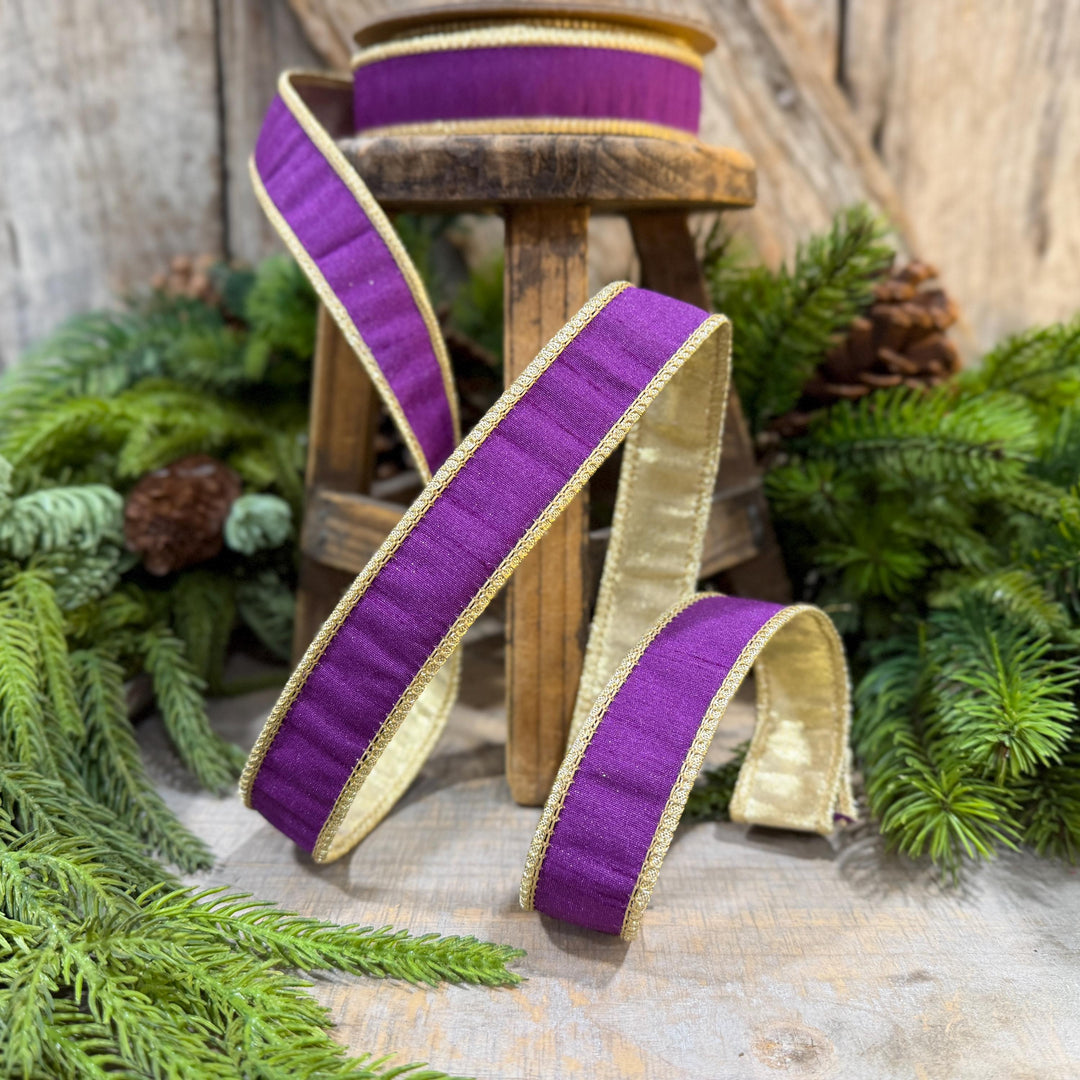 1" Purple Gold Ribbon, Christmas Ribbon, Mardi Gras Ribbon