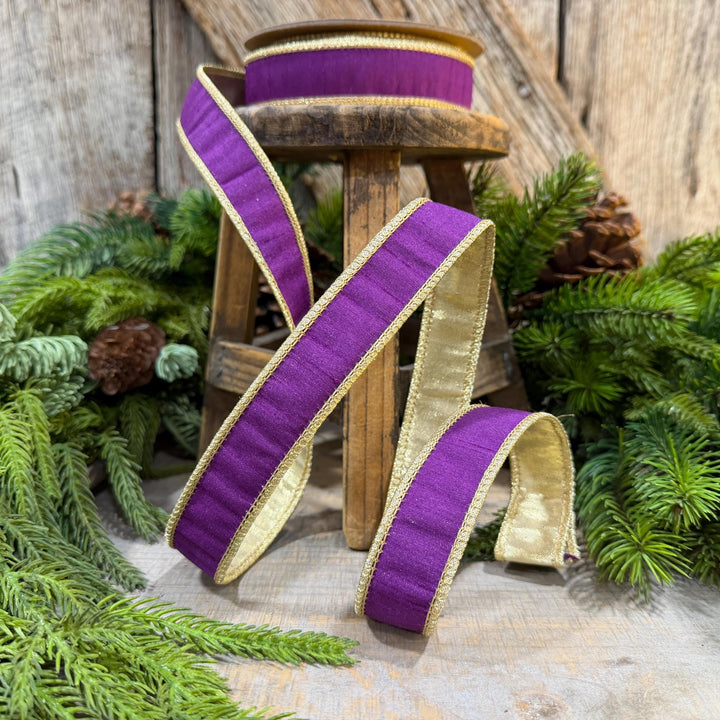 1" Purple Gold Ribbon, Christmas Ribbon, Mardi Gras Ribbon