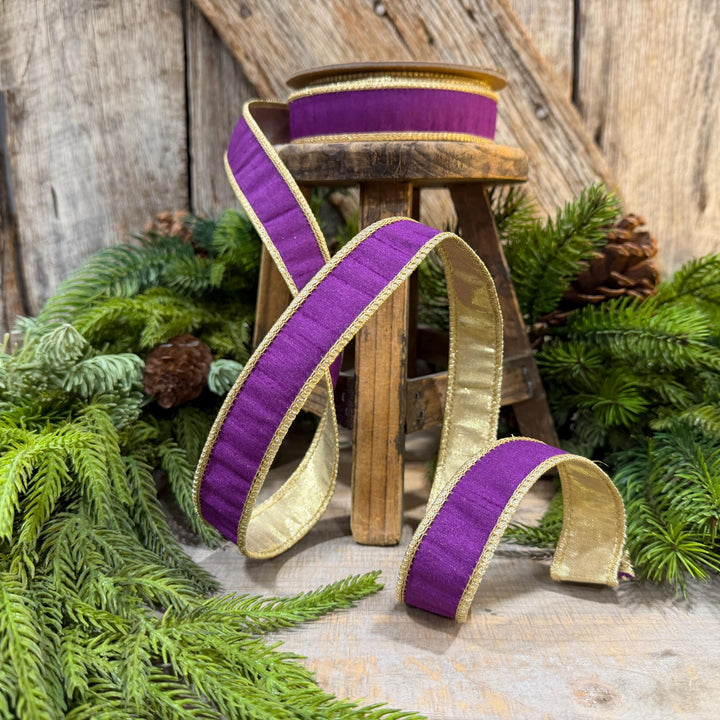 1" Purple Gold Ribbon, Christmas Ribbon, Mardi Gras Ribbon