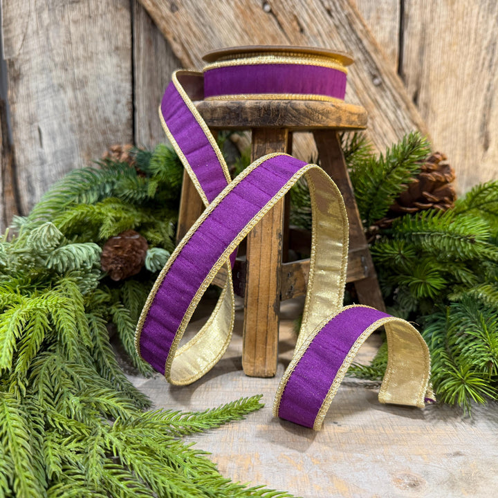 1" Purple Gold Ribbon, Christmas Ribbon, Mardi Gras Ribbon