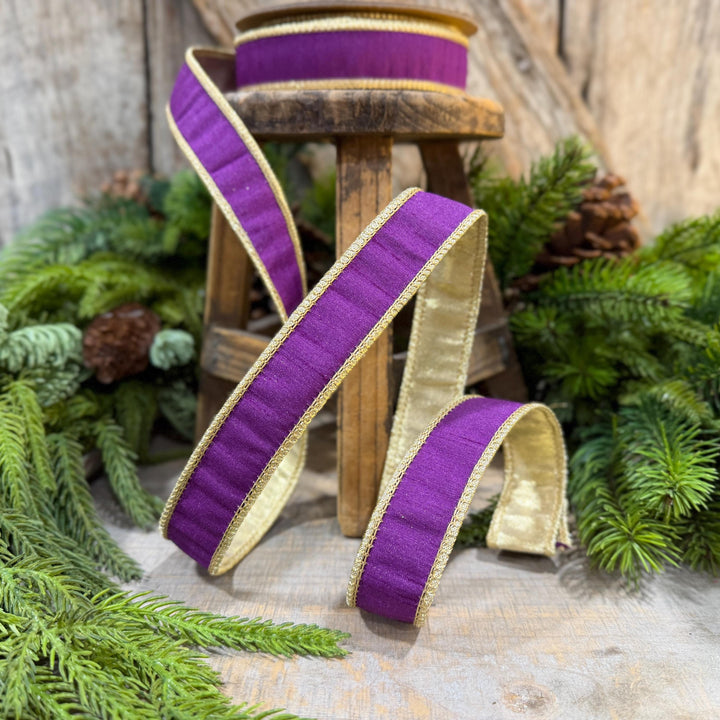 1" Purple Gold Ribbon, Christmas Ribbon, Mardi Gras Ribbon