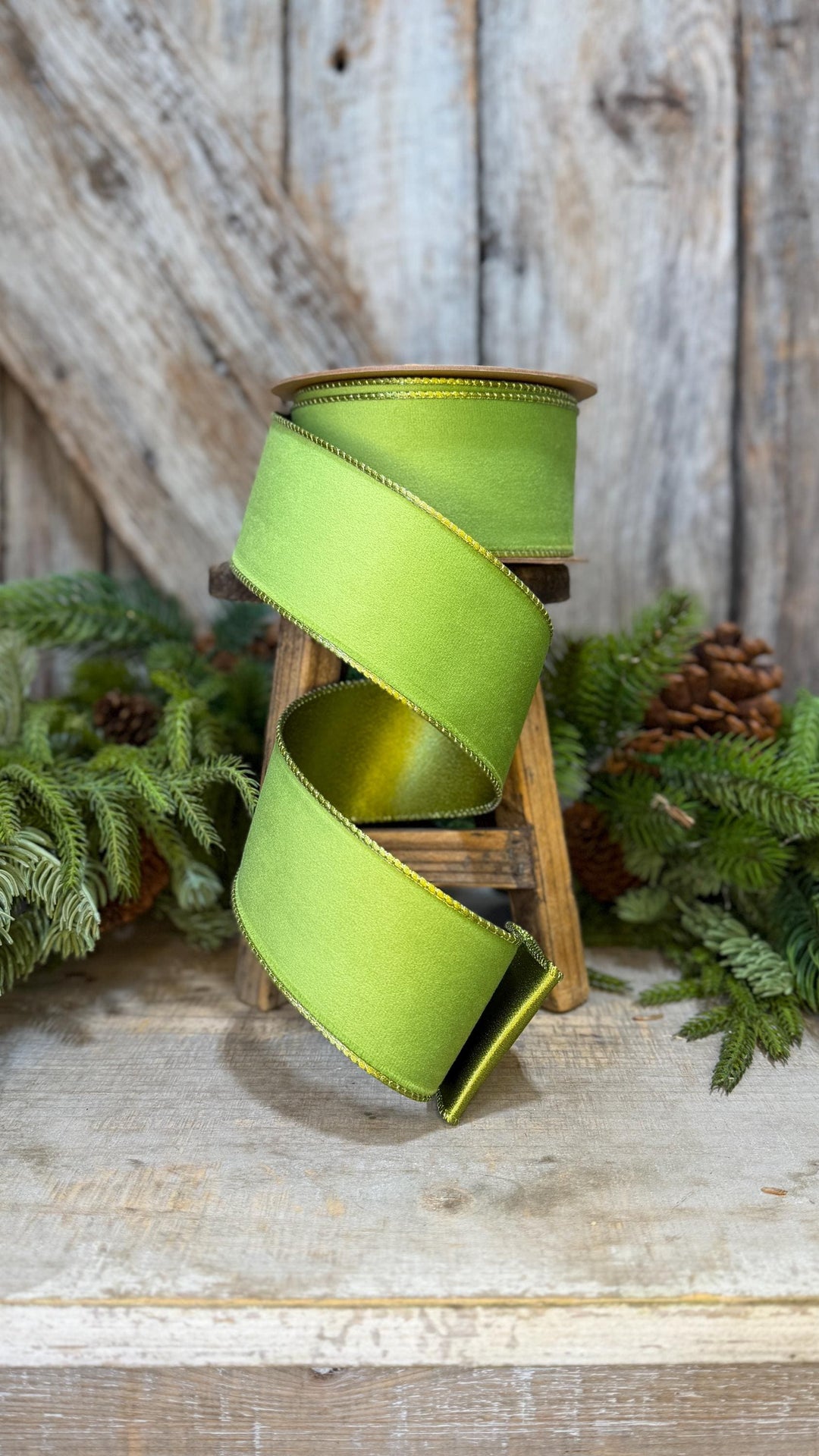 2.5" Lime Green Velvet Ribbon, Lime Green Velvet Ribbon, Christmas RIbbon, Green Velvet Ribbon, Designer Ribbon,Gift Wrap Ribbon,Christmas