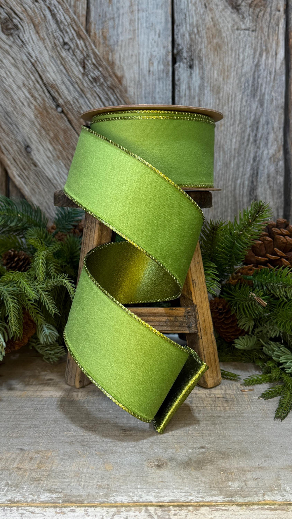 2.5" Lime Green Velvet Ribbon, Lime Green Velvet Ribbon, Christmas RIbbon, Green Velvet Ribbon, Designer Ribbon,Gift Wrap Ribbon,Christmas
