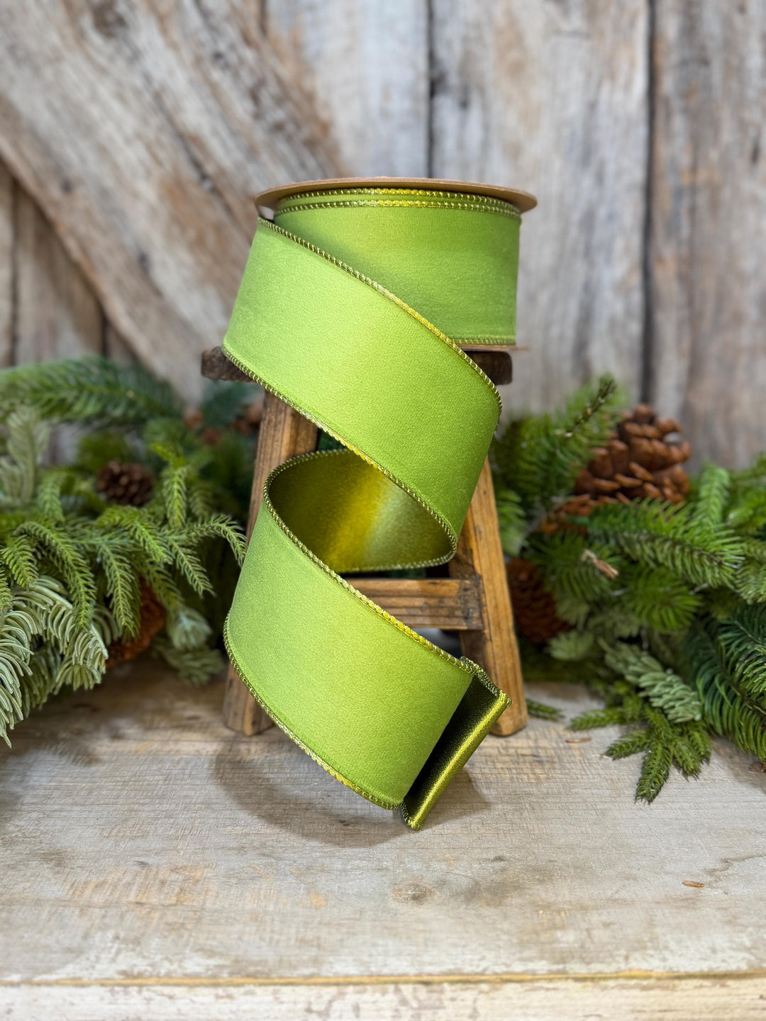 2.5" Lime Green Velvet Ribbon, Lime Green Velvet Ribbon, Christmas RIbbon, Green Velvet Ribbon, Designer Ribbon,Gift Wrap Ribbon,Christmas