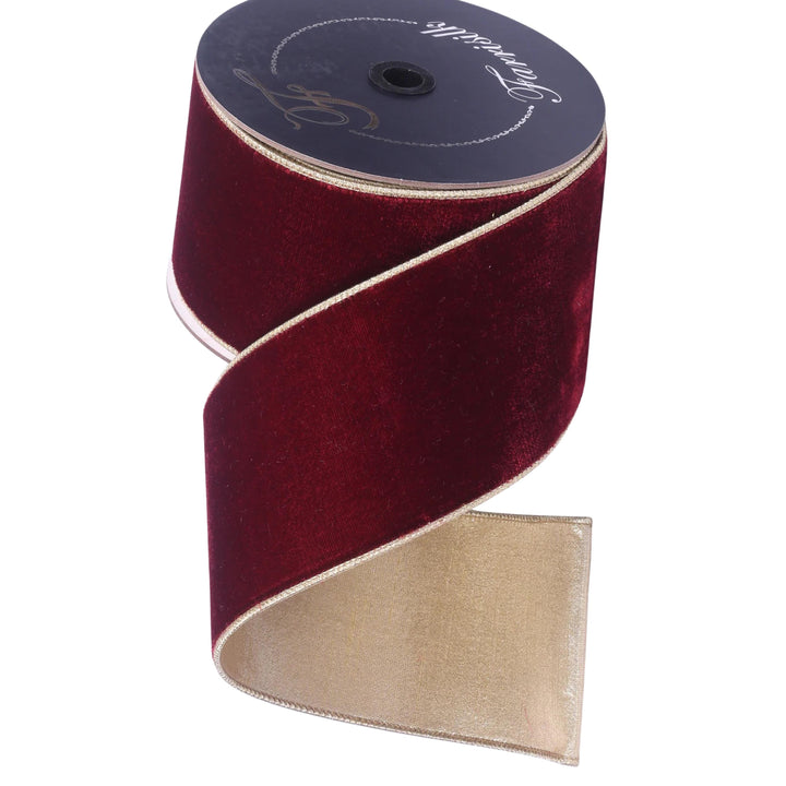 4” Burgundy Velvet Ribbon, Farrisilk Flashy Velvet ribbon, Burgundy Ribbon