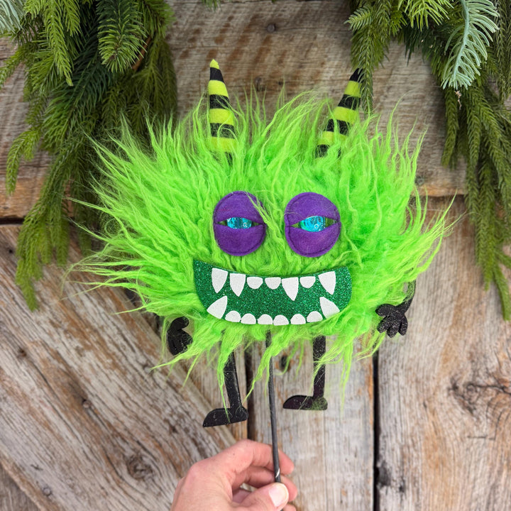 Green Monster Pick, Halloween Monster Spray, Monster Floral Pick