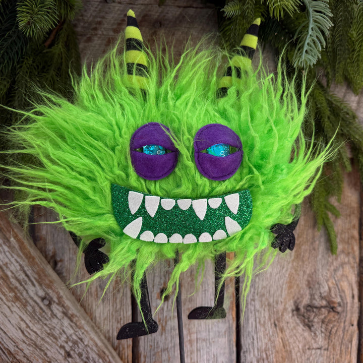 Green Monster Pick, Halloween Monster Spray, Monster Floral Pick