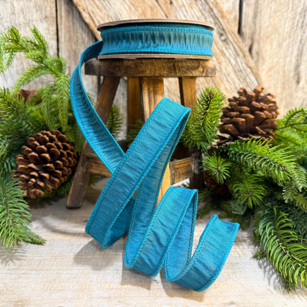 7/8" Jade Turquoise Ribbon, Wired Turquoise Ribbon