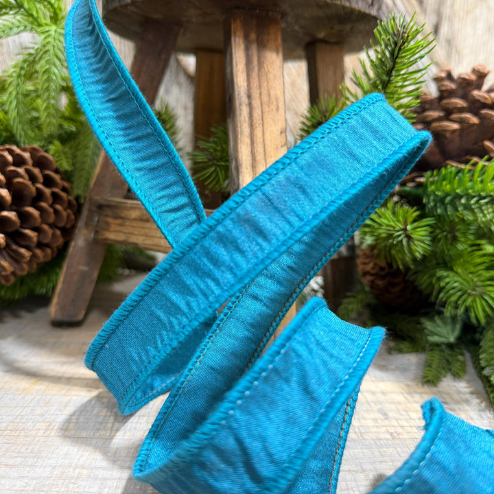 7/8" Jade Turquoise Ribbon, Wired Turquoise Ribbon