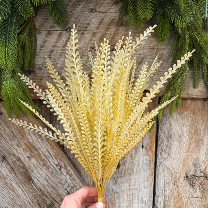 18" Fall Beaded Greenery Bush, Wheat Colored Greenery Bush, Fall Greenery
