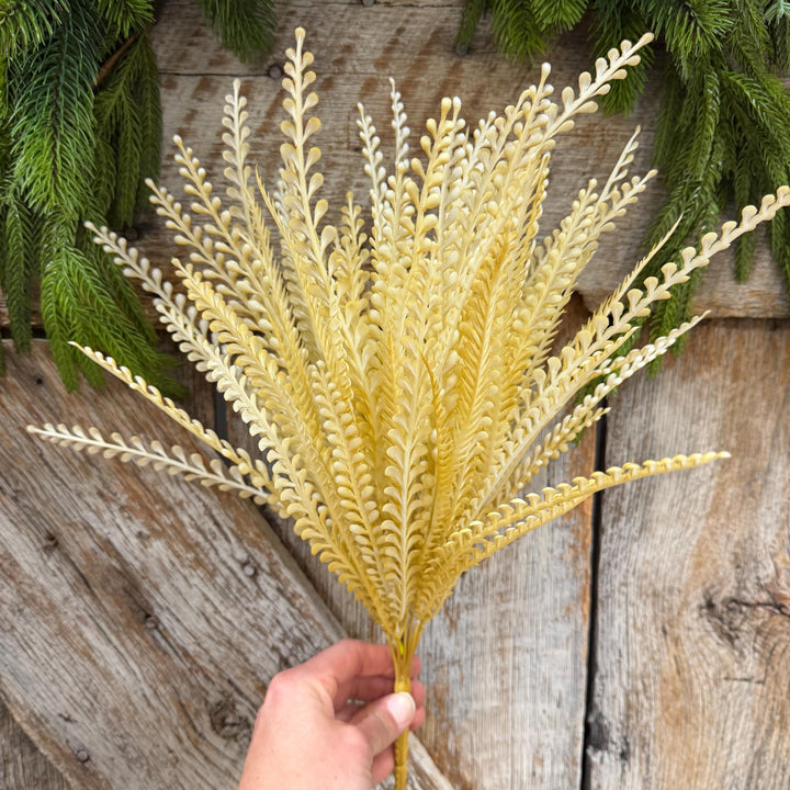 18" Fall Beaded Greenery Bush, Wheat Colored Greenery Bush, Fall Greenery