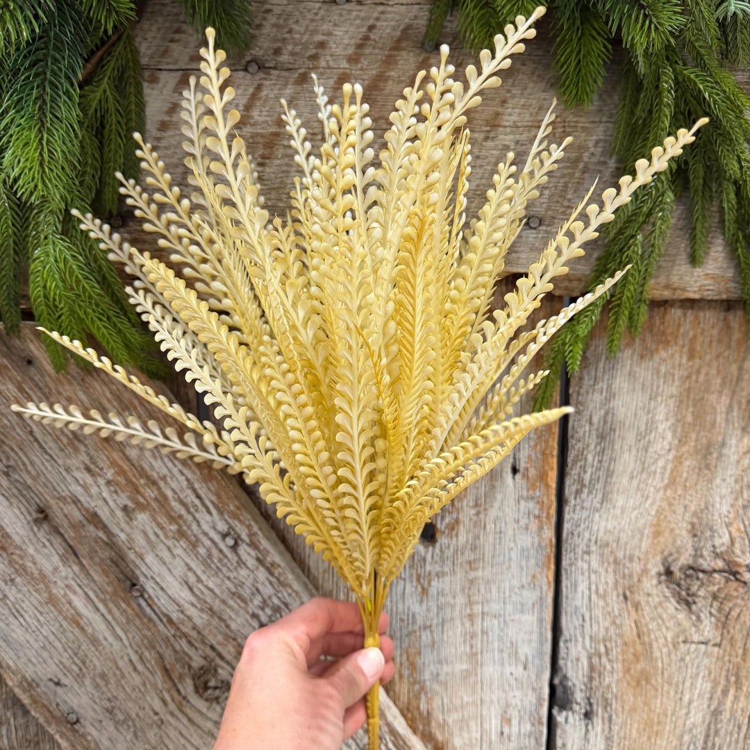 18" Fall Beaded Greenery Bush, Wheat Colored Greenery Bush, Fall Greenery