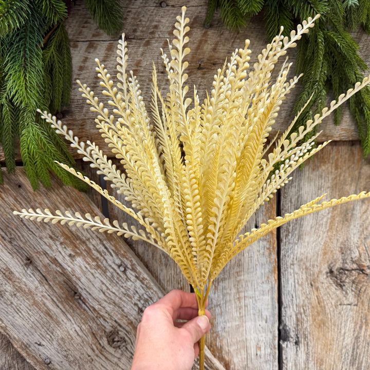 18" Fall Beaded Greenery Bush, Wheat Colored Greenery Bush, Fall Greenery