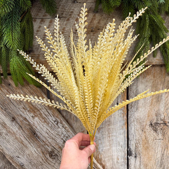 18" Fall Beaded Greenery Bush, Wheat Colored Greenery Bush, Fall Greenery