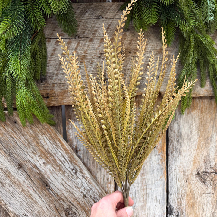 18" Fall Beaded Greenery Bush, Beige Colored Greenery Bush, Fall Greenery