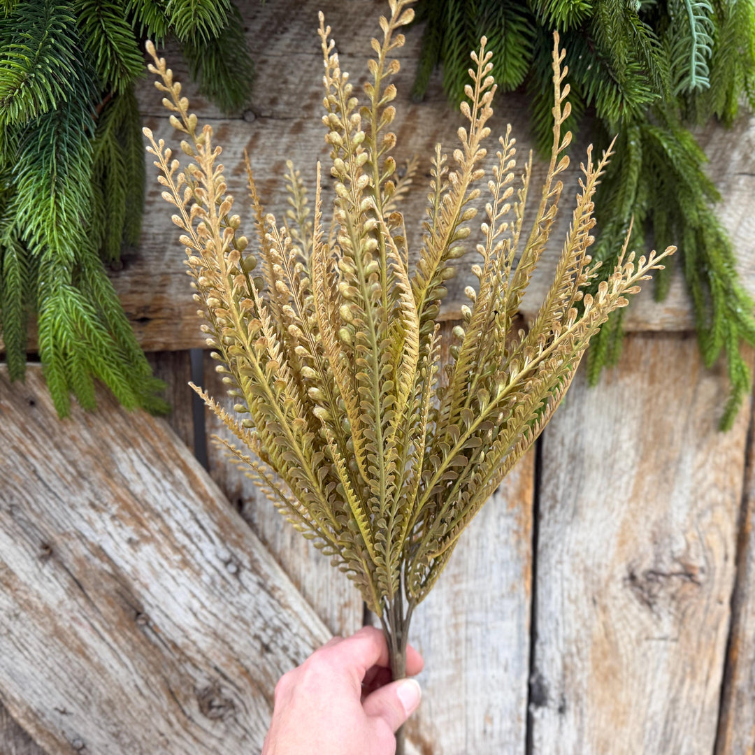 18" Fall Beaded Greenery Bush, Beige Colored Greenery Bush, Fall Greenery