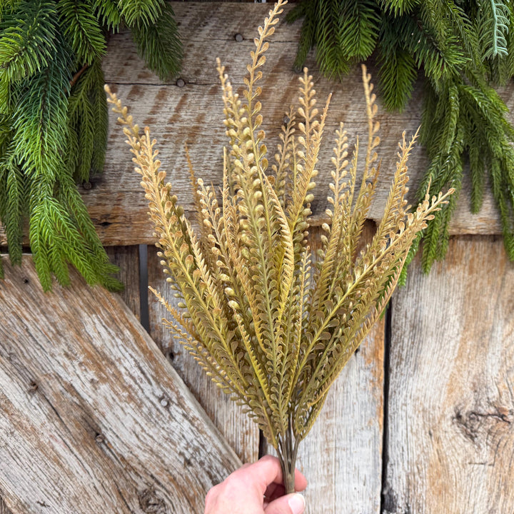 18" Fall Beaded Greenery Bush, Beige Colored Greenery Bush, Fall Greenery