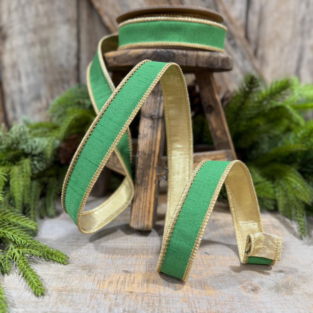 1" Kelly Green Ribbon, Green Gold Ribbon, Christmas Ribbon